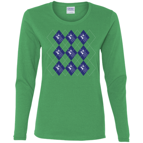 T-Shirts Irish Green / S Argyle Tardis Women's Long Sleeve T-Shirt