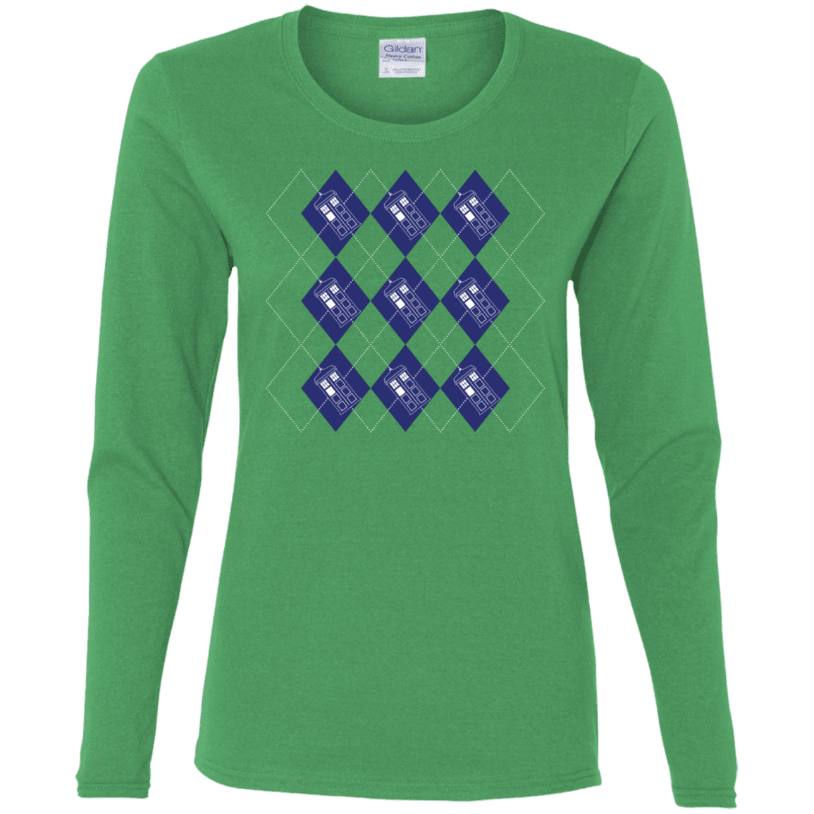 T-Shirts Irish Green / S Argyle Tardis Women's Long Sleeve T-Shirt