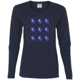T-Shirts Navy / S Argyle Tardis Women's Long Sleeve T-Shirt