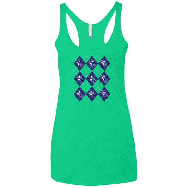 T-Shirts Envy / X-Small Argyle Tardis Women's Triblend Racerback Tank
