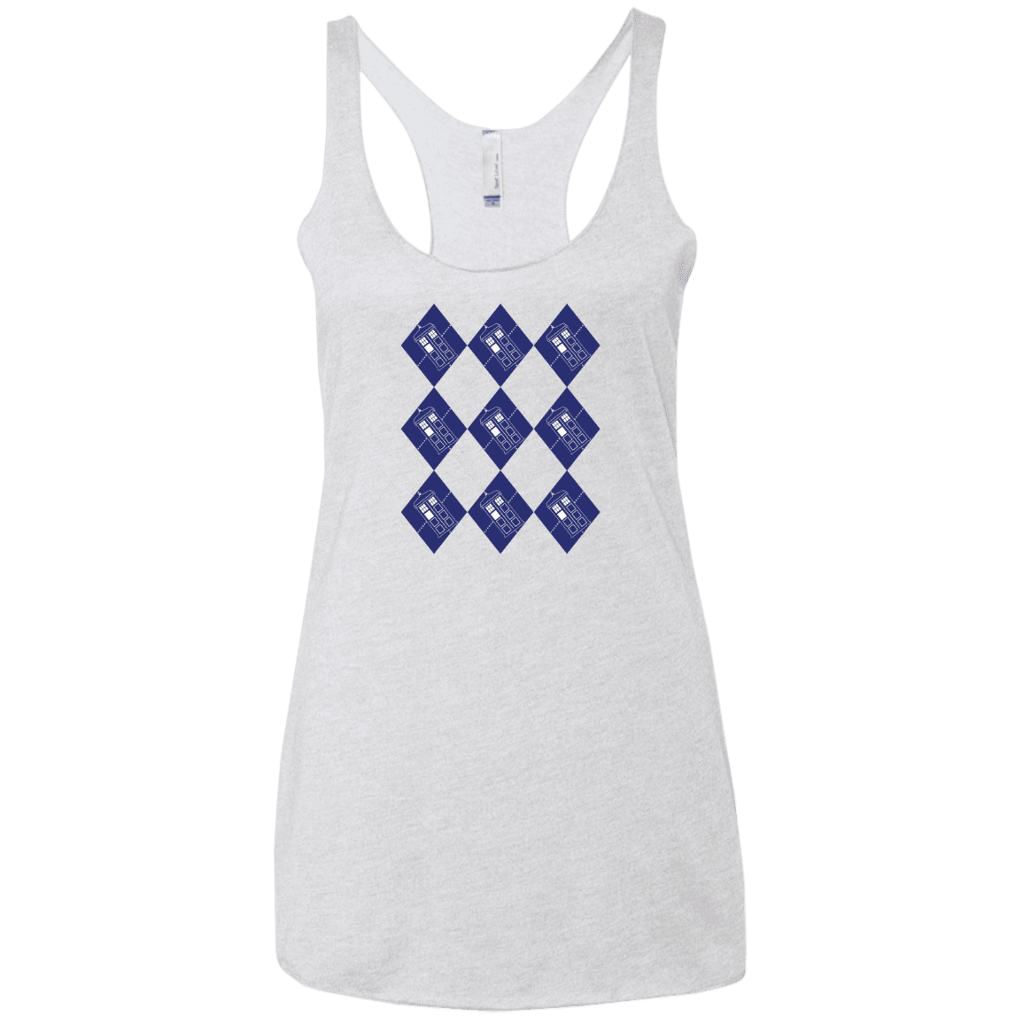 T-Shirts Heather White / X-Small Argyle Tardis Women's Triblend Racerback Tank