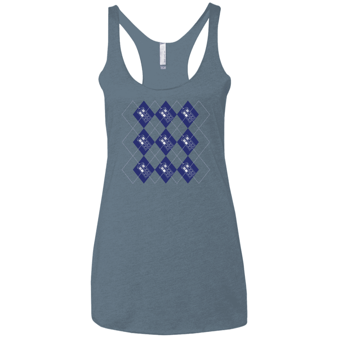 T-Shirts Indigo / X-Small Argyle Tardis Women's Triblend Racerback Tank