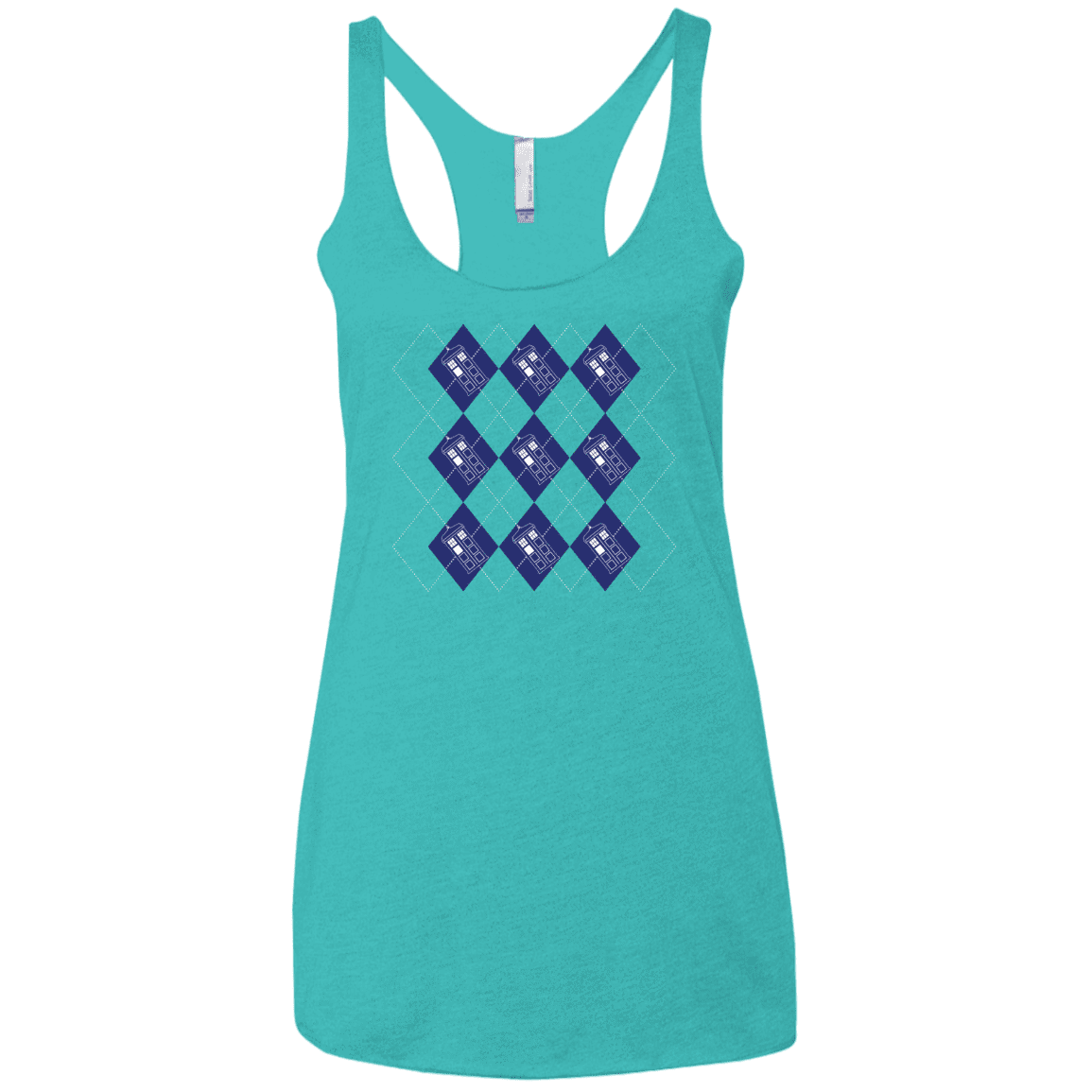 T-Shirts Tahiti Blue / X-Small Argyle Tardis Women's Triblend Racerback Tank