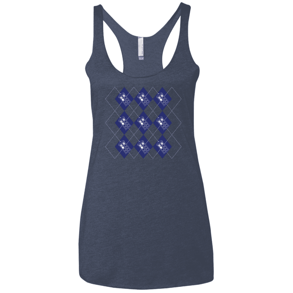 T-Shirts Vintage Navy / X-Small Argyle Tardis Women's Triblend Racerback Tank