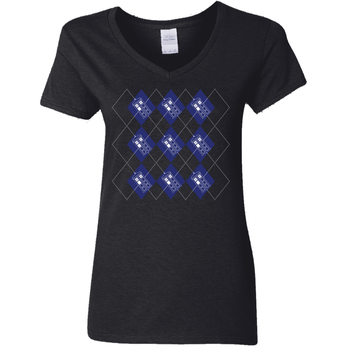 T-Shirts Black / S Argyle Tardis Women's V-Neck T-Shirt