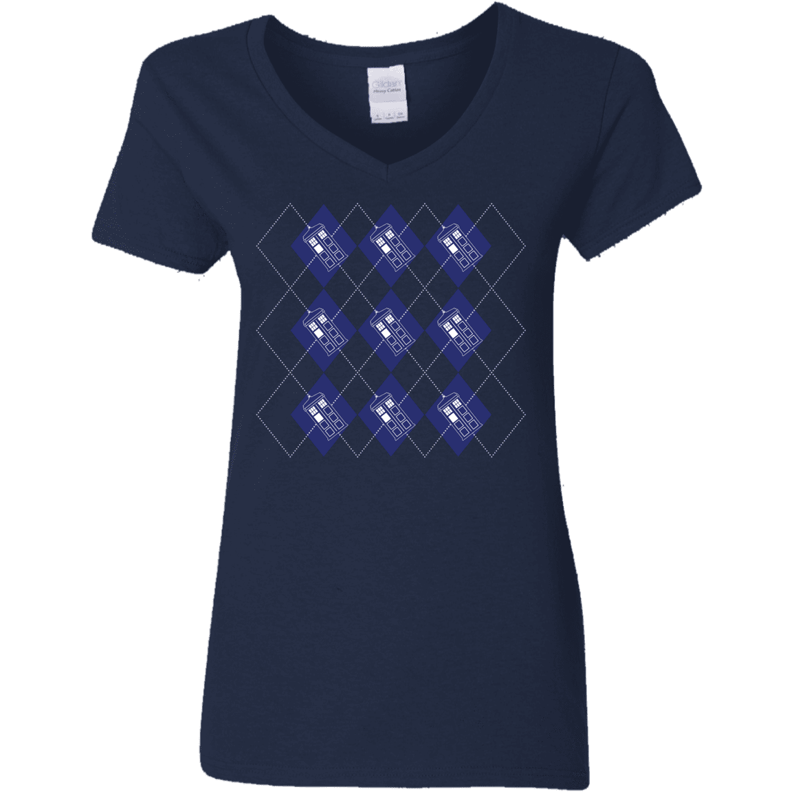 T-Shirts Navy / S Argyle Tardis Women's V-Neck T-Shirt