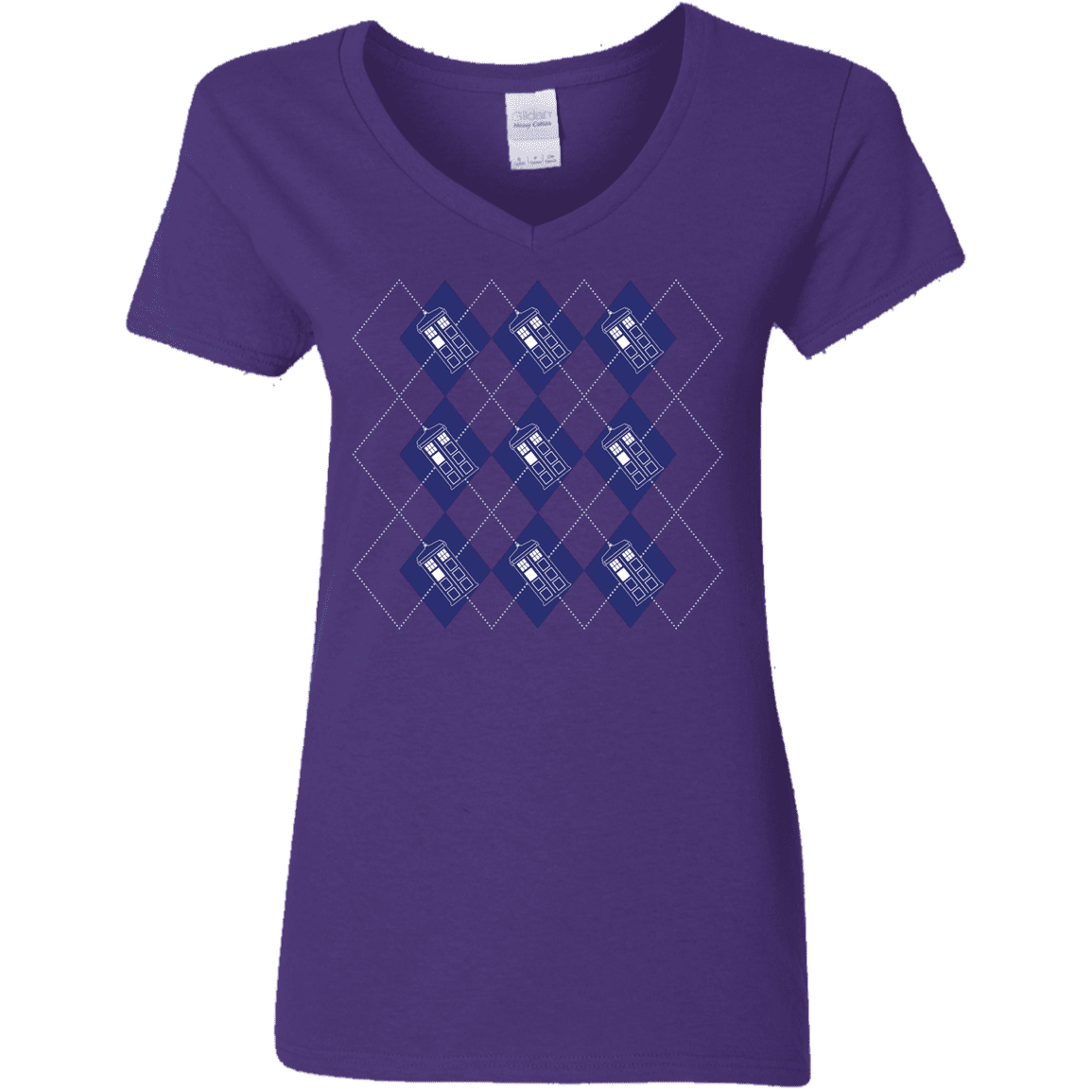 T-Shirts Purple / S Argyle Tardis Women's V-Neck T-Shirt