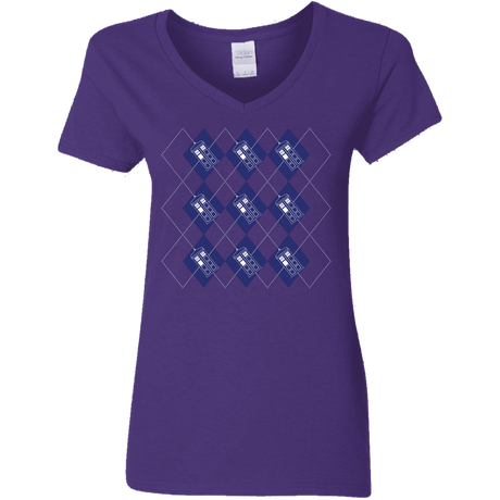 T-Shirts Purple / S Argyle Tardis Women's V-Neck T-Shirt