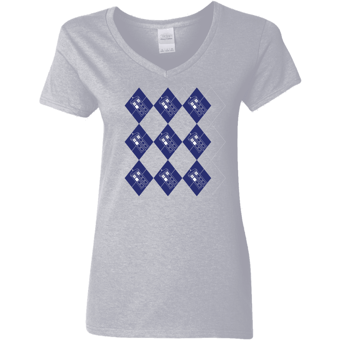 T-Shirts Sport Grey / S Argyle Tardis Women's V-Neck T-Shirt