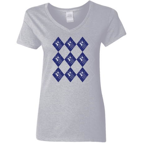 T-Shirts Sport Grey / S Argyle Tardis Women's V-Neck T-Shirt