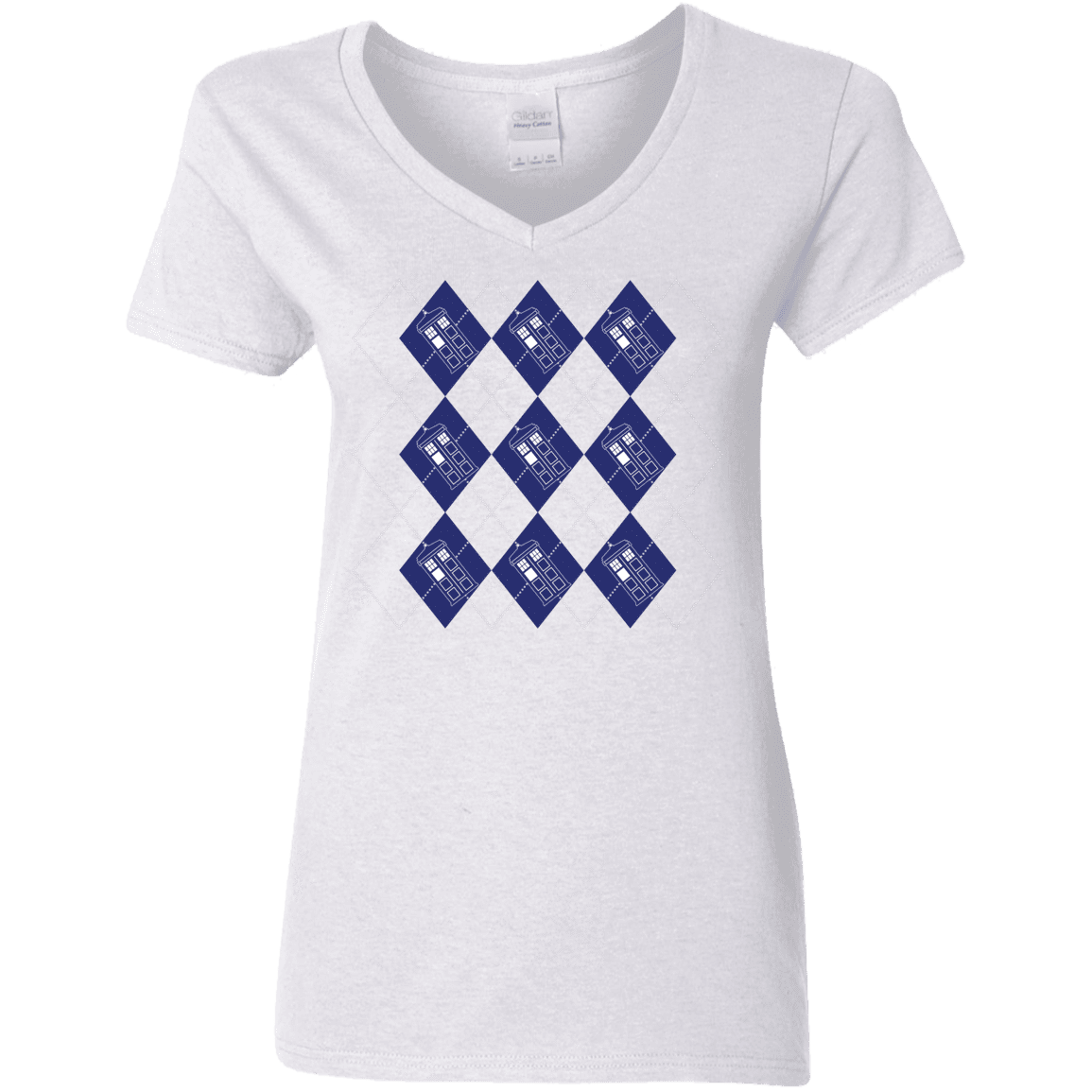 T-Shirts White / S Argyle Tardis Women's V-Neck T-Shirt