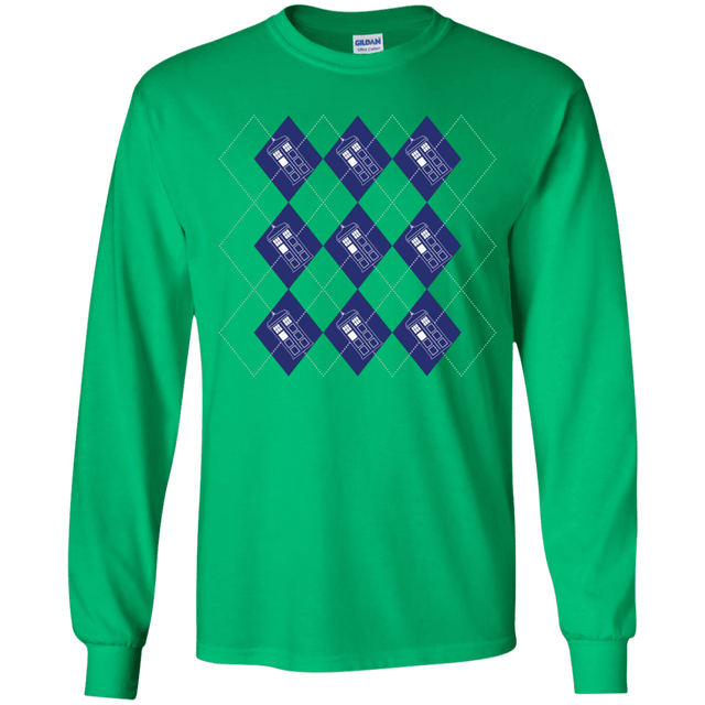 T-Shirts Irish Green / YS Argyle Tardis Youth Long Sleeve T-Shirt