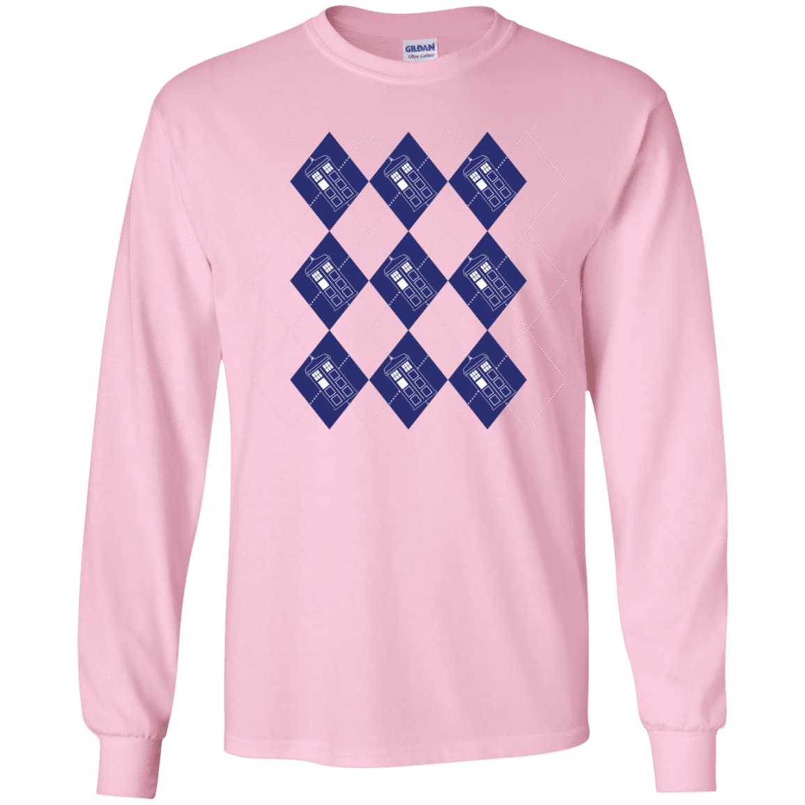 T-Shirts Light Pink / YS Argyle Tardis Youth Long Sleeve T-Shirt