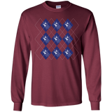 T-Shirts Maroon / YS Argyle Tardis Youth Long Sleeve T-Shirt