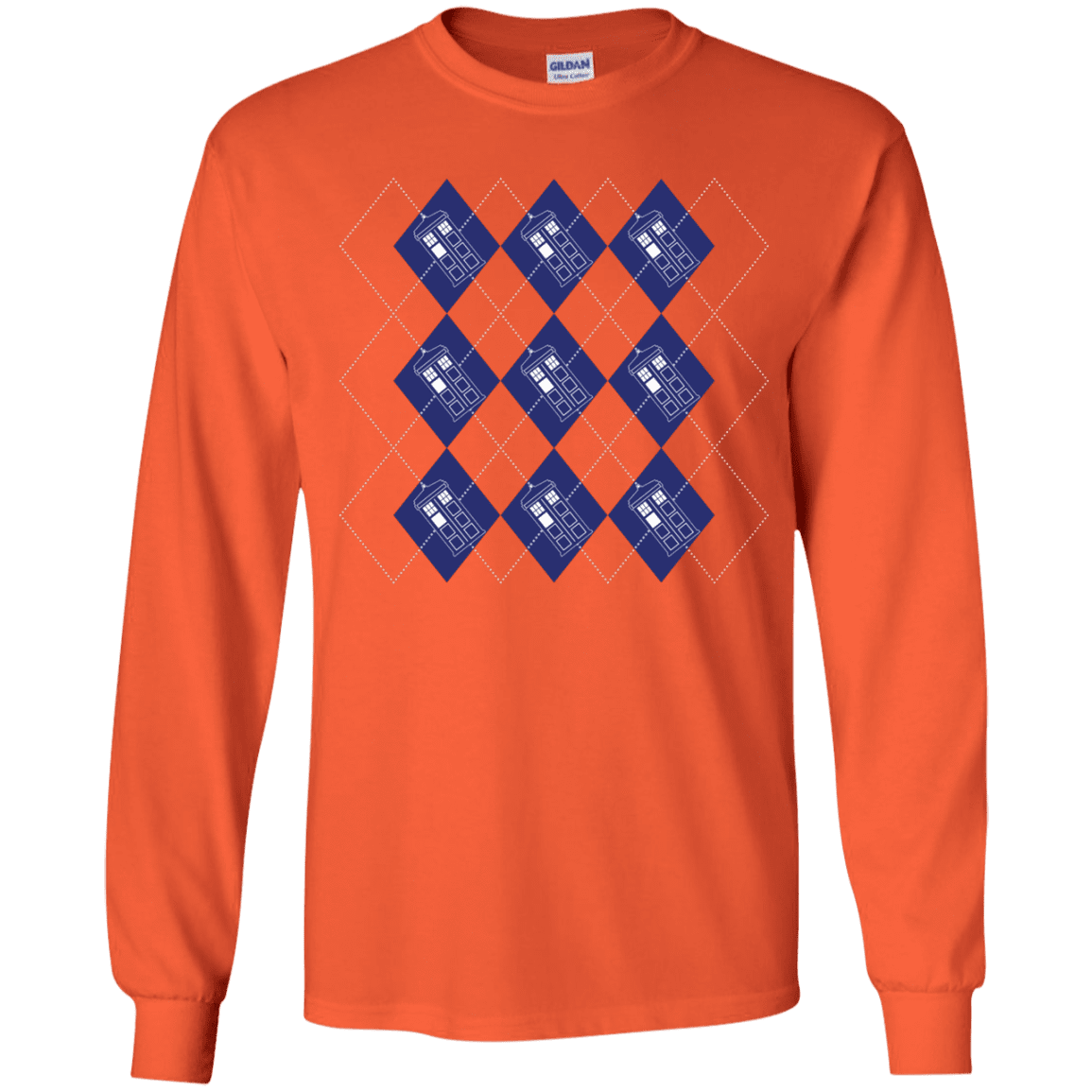 T-Shirts Orange / YS Argyle Tardis Youth Long Sleeve T-Shirt