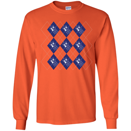 T-Shirts Orange / YS Argyle Tardis Youth Long Sleeve T-Shirt