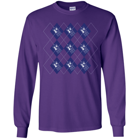T-Shirts Purple / YS Argyle Tardis Youth Long Sleeve T-Shirt