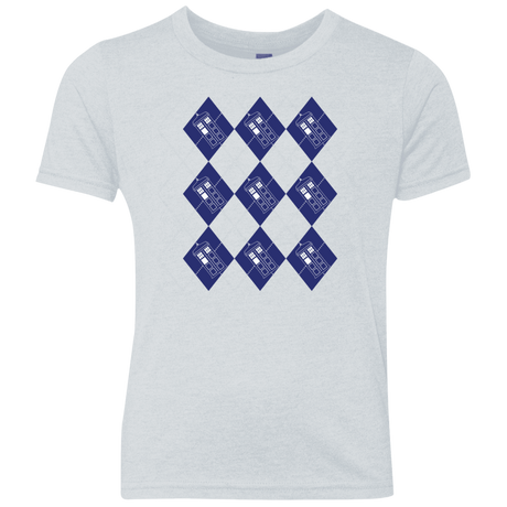 T-Shirts Heather White / YXS Argyle Tardis Youth Triblend T-Shirt