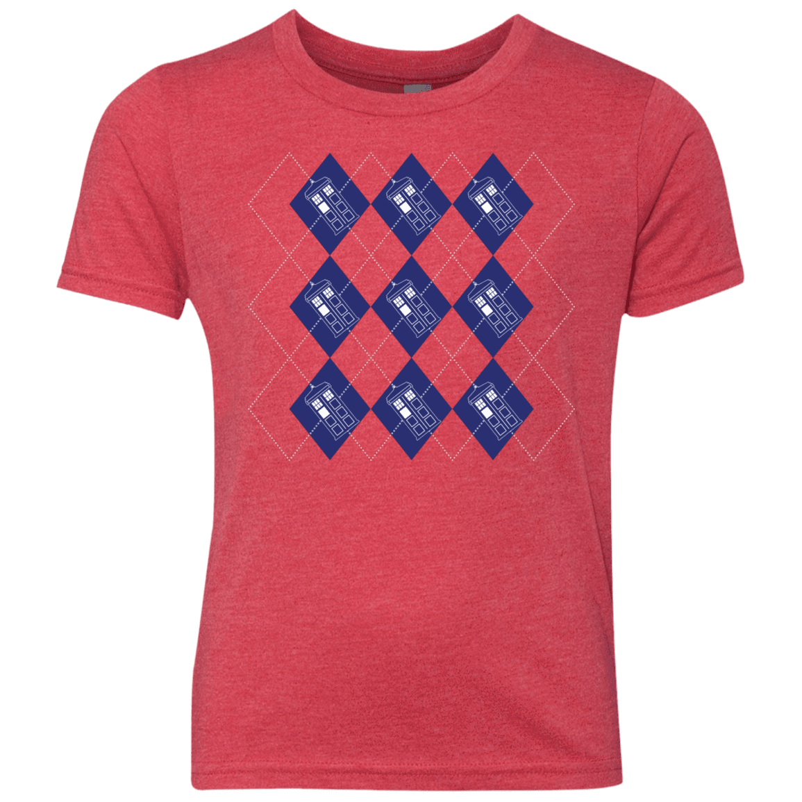 T-Shirts Vintage Red / YXS Argyle Tardis Youth Triblend T-Shirt