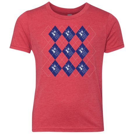 T-Shirts Vintage Red / YXS Argyle Tardis Youth Triblend T-Shirt