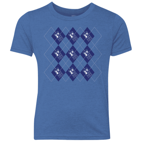 T-Shirts Vintage Royal / YXS Argyle Tardis Youth Triblend T-Shirt