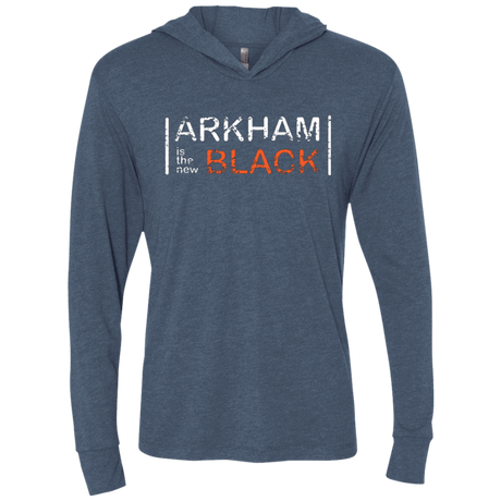T-Shirts Indigo / X-Small Arkham Black Triblend Long Sleeve Hoodie Tee