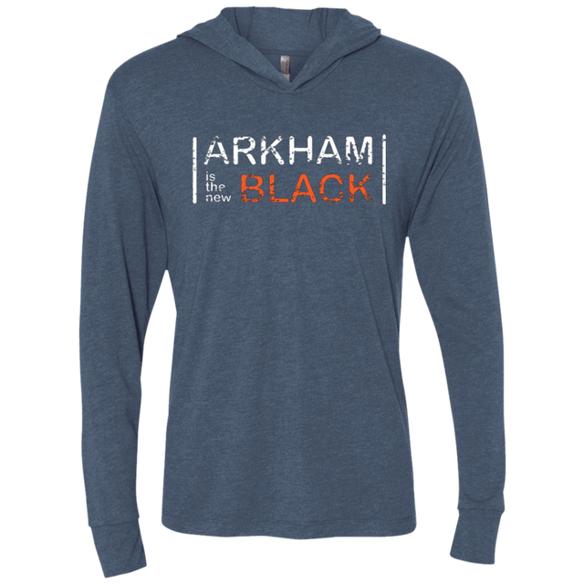T-Shirts Indigo / X-Small Arkham Black Triblend Long Sleeve Hoodie Tee