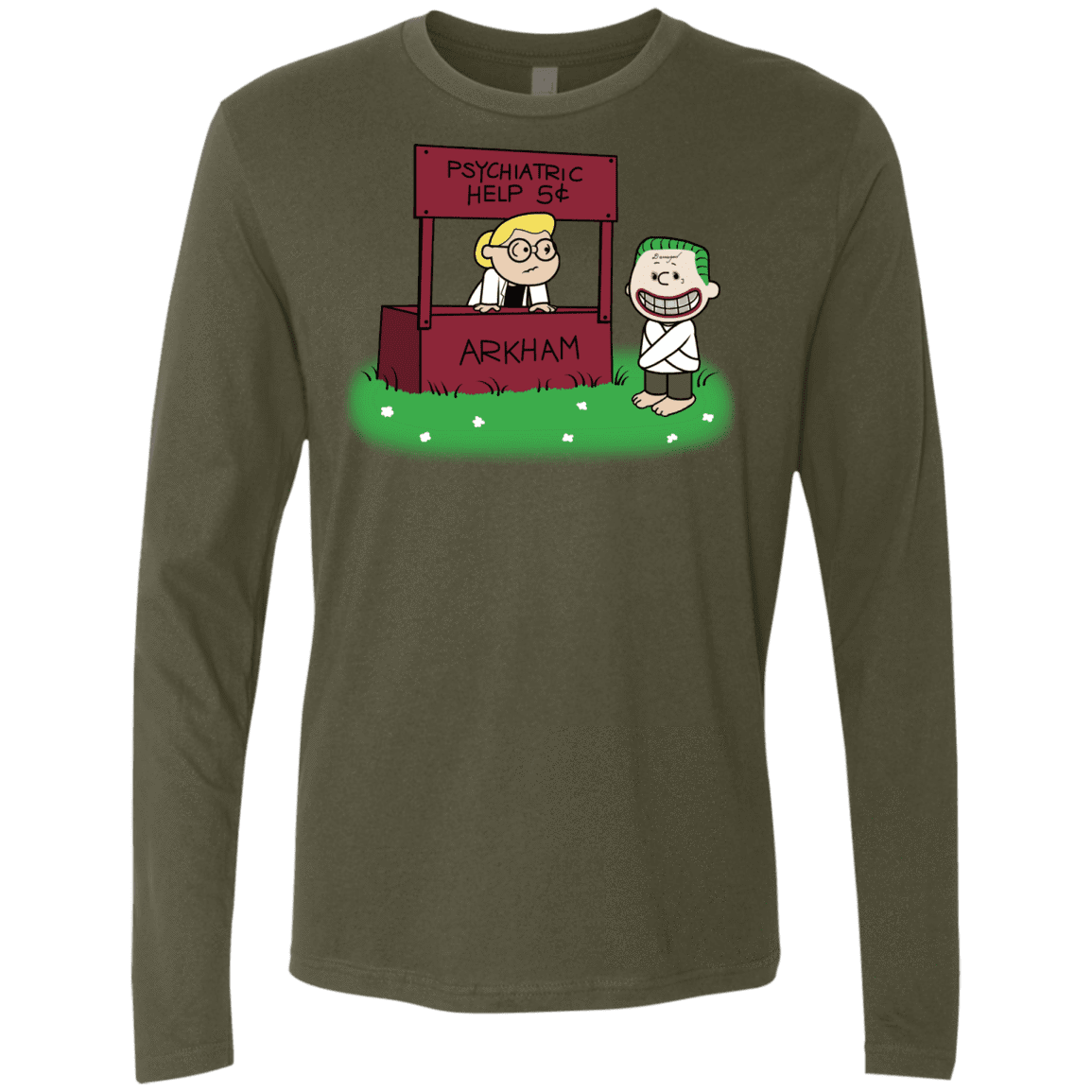 T-Shirts Military Green / Small Arkham Help Men's Premium Long Sleeve