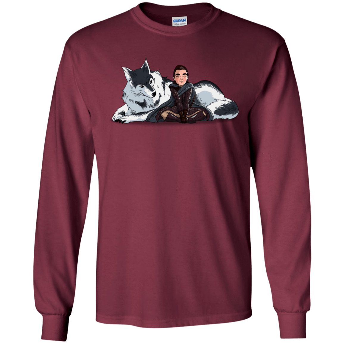 T-Shirts Maroon / S Arya and Nymeria Men's Long Sleeve T-Shirt