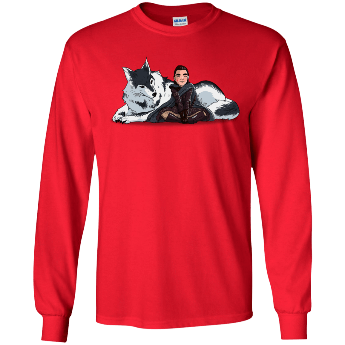 T-Shirts Red / S Arya and Nymeria Men's Long Sleeve T-Shirt