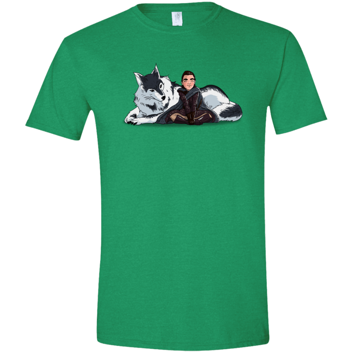 T-Shirts Heather Irish Green / S Arya and Nymeria Men's Semi-Fitted Softstyle