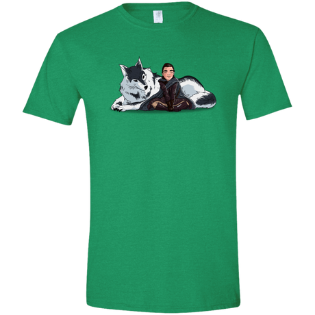 T-Shirts Heather Irish Green / S Arya and Nymeria Men's Semi-Fitted Softstyle