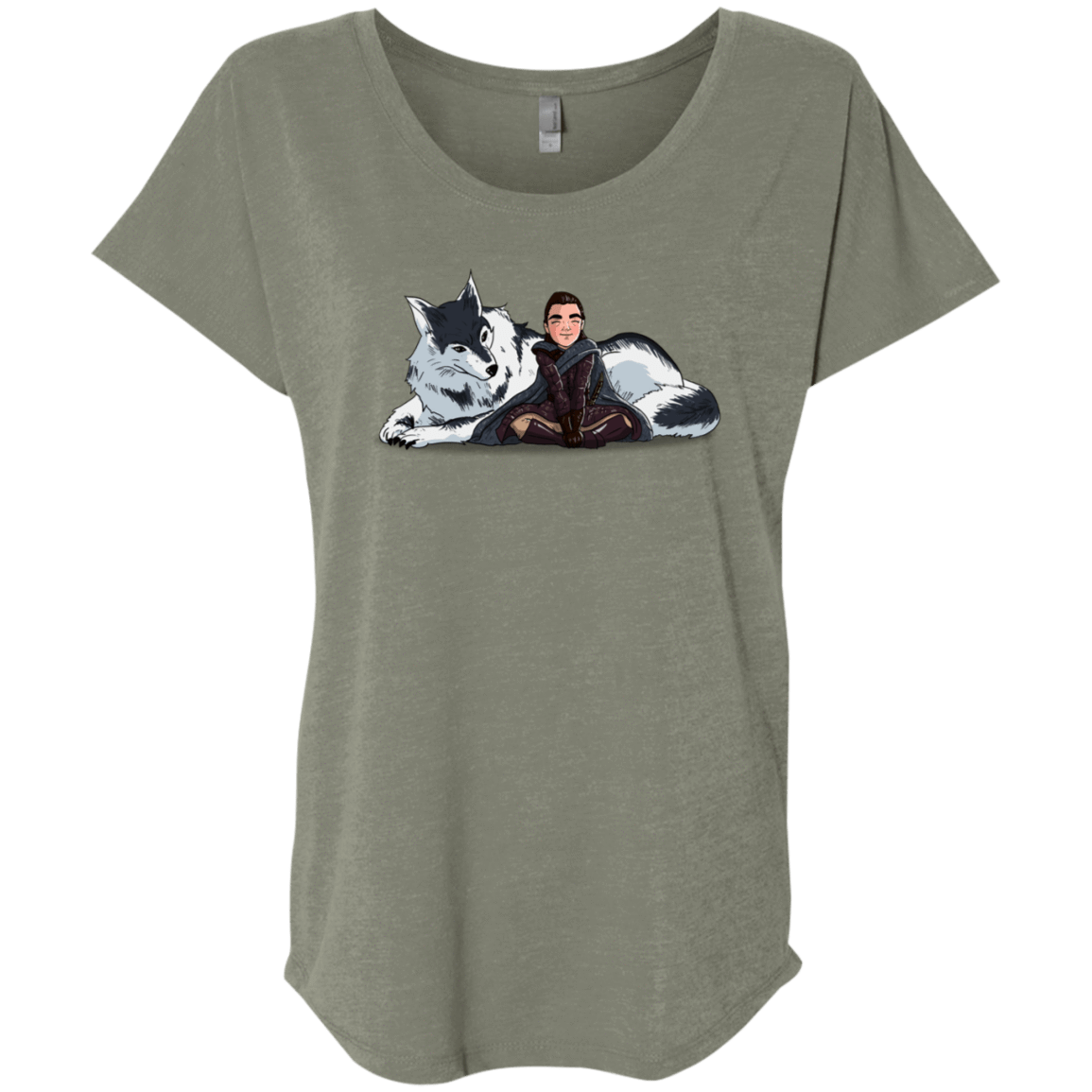 T-Shirts Venetian Grey / X-Small Arya and Nymeria Triblend Dolman Sleeve