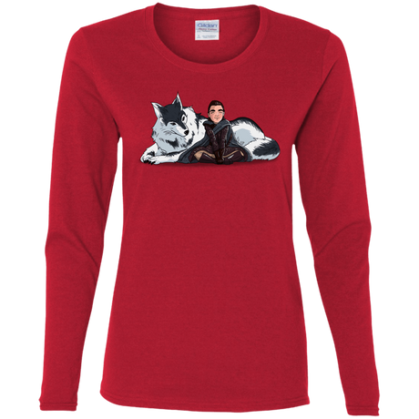 T-Shirts Red / S Arya and Nymeria Women's Long Sleeve T-Shirt