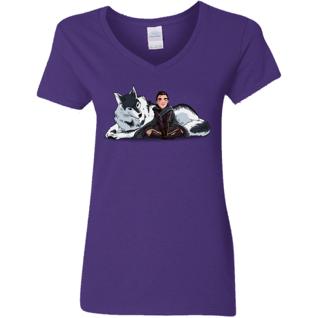 T-Shirts Purple / S Arya and Nymeria Women's V-Neck T-Shirt