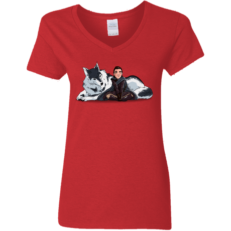 T-Shirts Red / S Arya and Nymeria Women's V-Neck T-Shirt