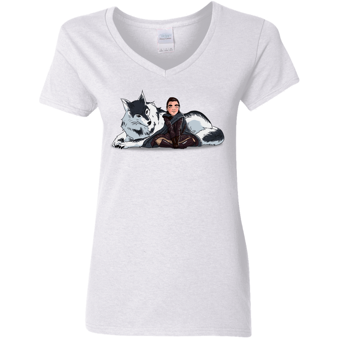 T-Shirts White / S Arya and Nymeria Women's V-Neck T-Shirt