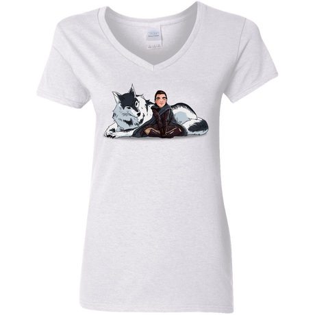 T-Shirts White / S Arya and Nymeria Women's V-Neck T-Shirt