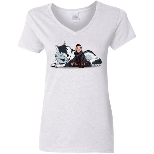 T-Shirts White / S Arya and Nymeria Women's V-Neck T-Shirt