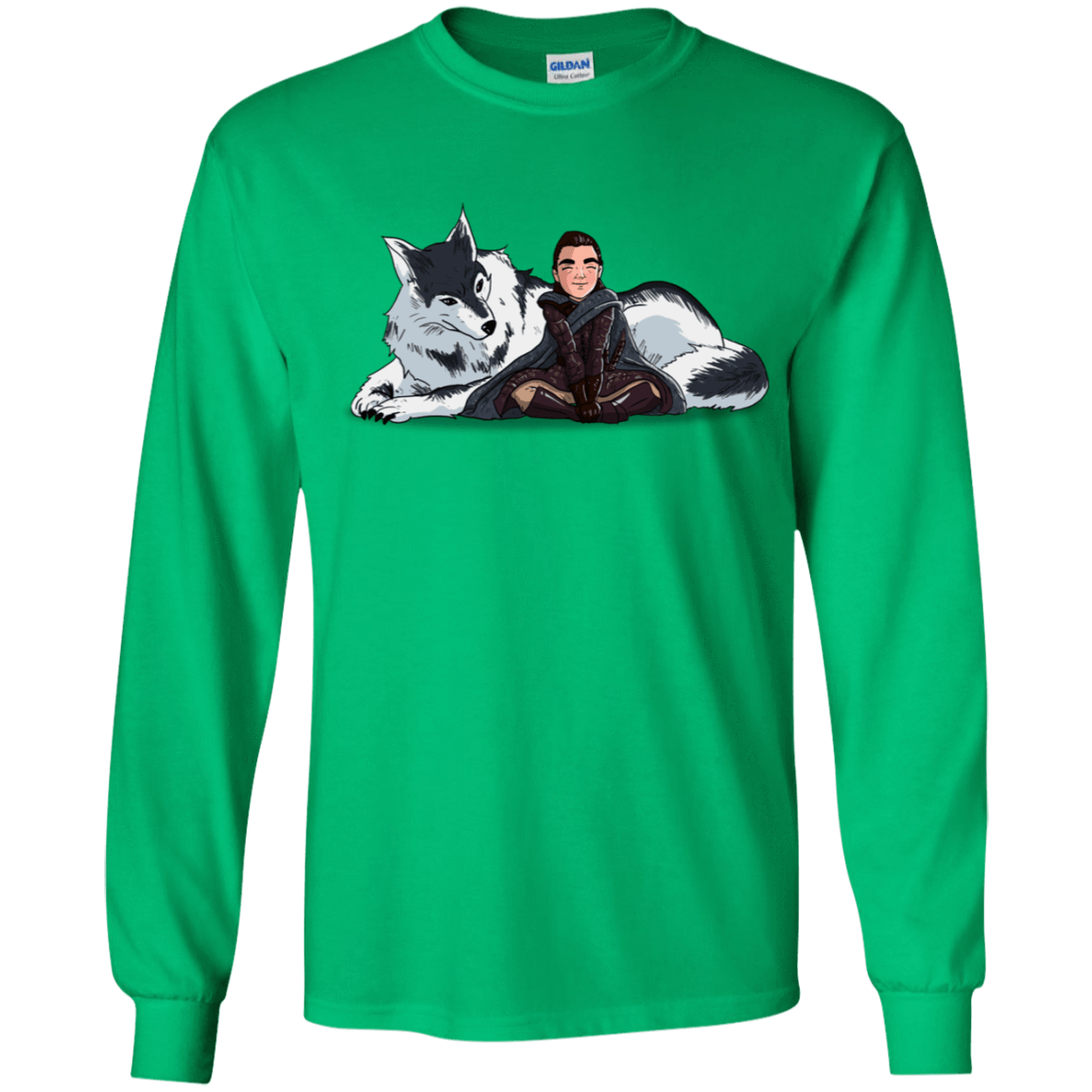 T-Shirts Irish Green / YS Arya and Nymeria Youth Long Sleeve T-Shirt