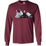 T-Shirts Maroon / YS Arya and Nymeria Youth Long Sleeve T-Shirt