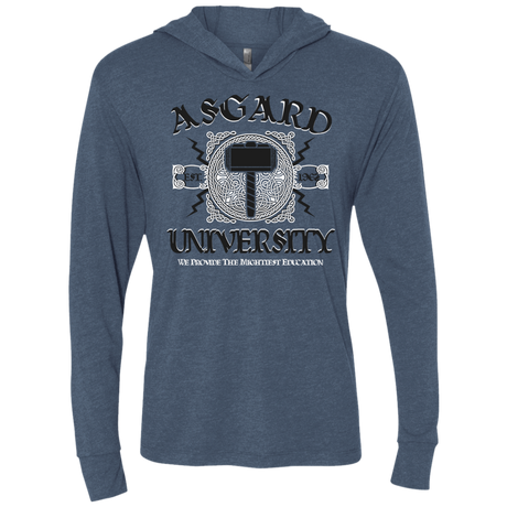 T-Shirts Indigo / X-Small Asgard University Triblend Long Sleeve Hoodie Tee