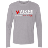 T-Shirts Heather Grey / Small Ask Me How To Survive A Zombie Apocalypse Men's Premium Long Sleeve