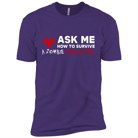 T-Shirts Purple Rush/ / X-Small Ask Me How To Survive A Zombie Apocalypse Men's Premium T-Shirt