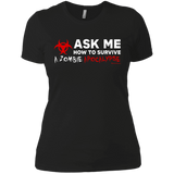 T-Shirts Black / X-Small Ask Me How To Survive A Zombie Apocalypse Women's Premium T-Shirt