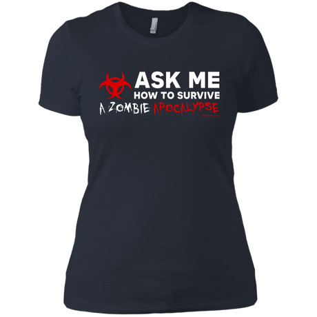 T-Shirts Indigo / X-Small Ask Me How To Survive A Zombie Apocalypse Women's Premium T-Shirt