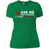 T-Shirts Kelly Green / X-Small Ask Me How To Survive A Zombie Apocalypse Women's Premium T-Shirt