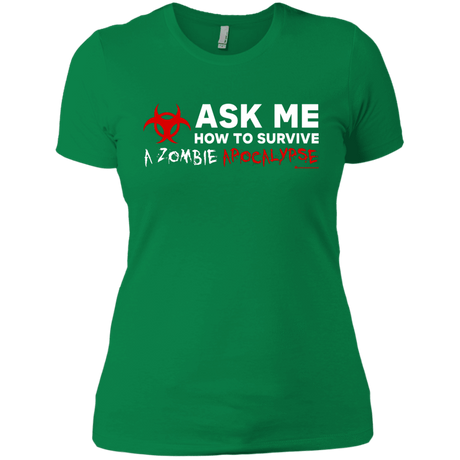 T-Shirts Kelly Green / X-Small Ask Me How To Survive A Zombie Apocalypse Women's Premium T-Shirt