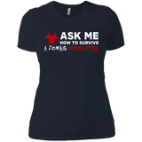 T-Shirts Midnight Navy / X-Small Ask Me How To Survive A Zombie Apocalypse Women's Premium T-Shirt