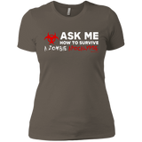 T-Shirts Warm Grey / X-Small Ask Me How To Survive A Zombie Apocalypse Women's Premium T-Shirt
